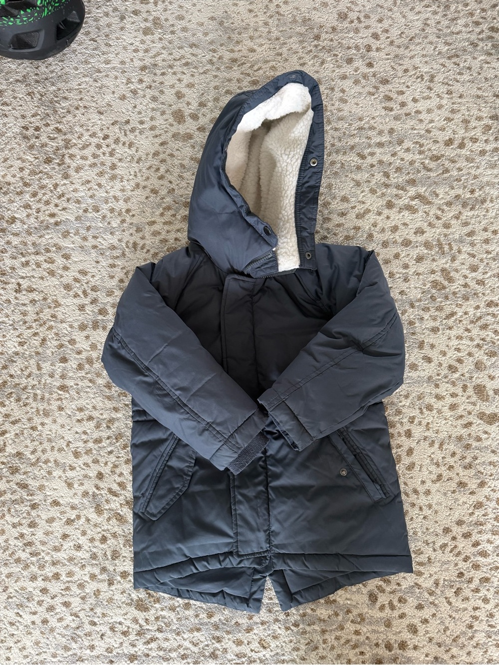 CrewCuts Kids Hooded Puffer Coat with Sherpa Lining - BNavy